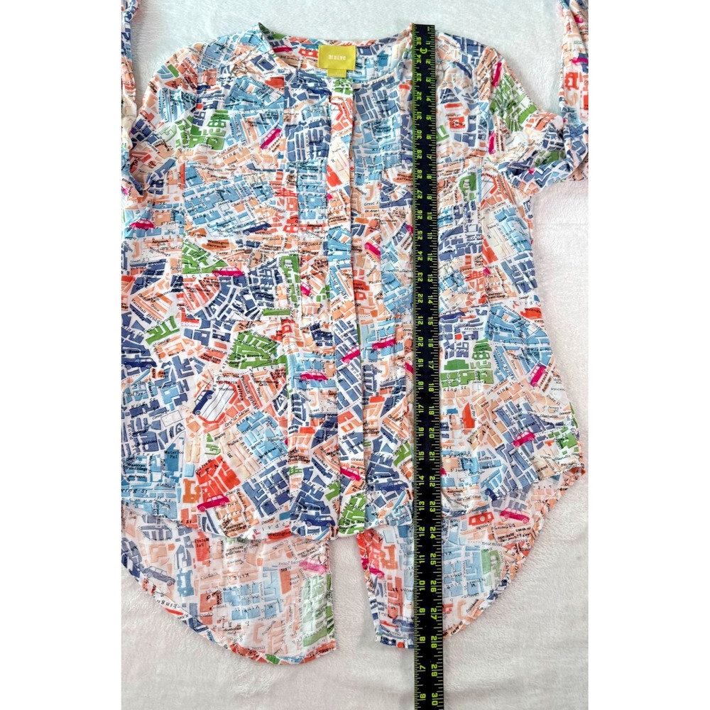 MAEVE Anthropologie Cartography London‎ Map Print Blouse Size 2 Shirt Top - Picture 14 of 16